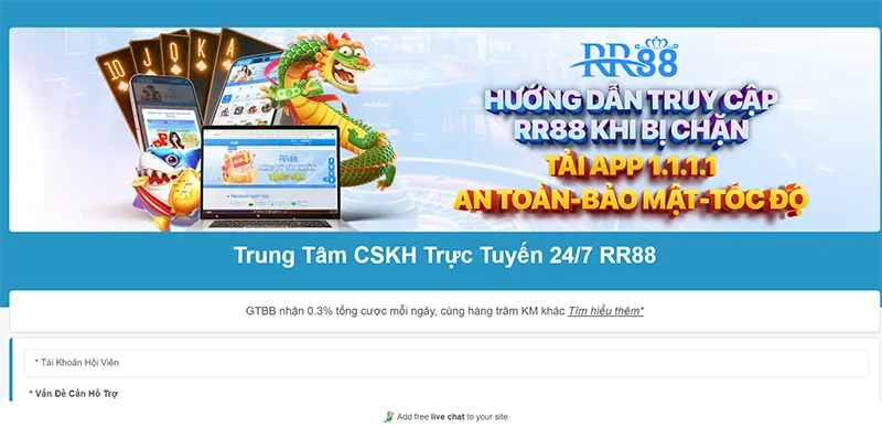 Liên hệ bộ phận chăm sóc khách hàng nhà cái RR88 để được hỗ trợ