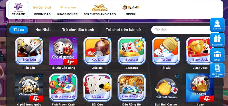 Sảnh game bài RR88 cung cấp nhiều trò chơi game bài nổi tiếng và phổ biến