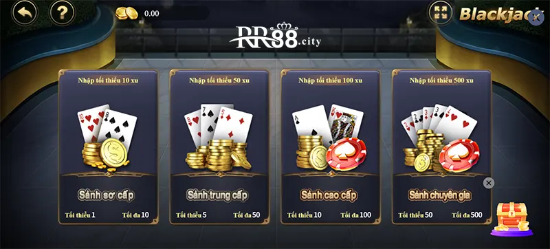 Bạn có thể lựa chọn một bàn chơi phù hợp tại Black Jack RR88